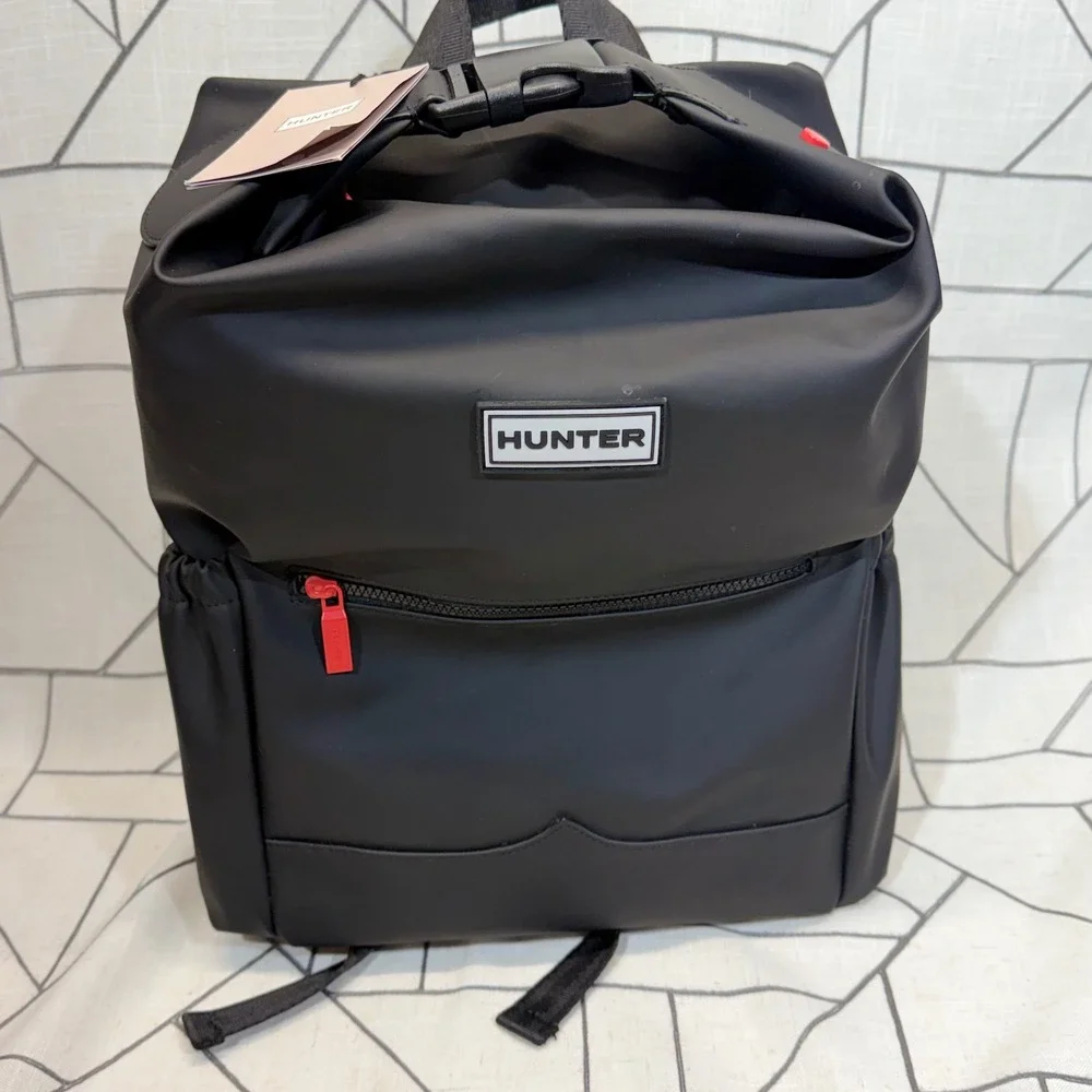 Hunter Original Topclip Backpack NWT One Size Black Rubberized Water Resistant‎